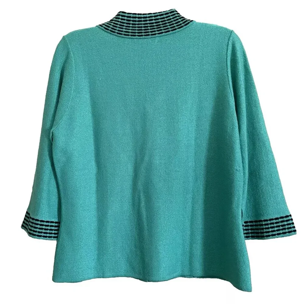 Vintage San Remo Green Cardigan Sweater Jacket Medium Rockabilly Retro